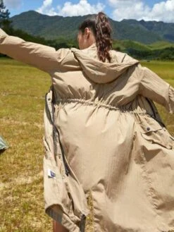 SHEIN In My Nature City Outdoor Water Resistant Hooded Long Work Jacket -Sculptive Wear 16905248941b60c45c1fce8a85e78d7d0b53a6cf29 thumbnail 405x552