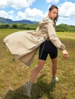 SHEIN In My Nature City Outdoor Water Resistant Hooded Long Work Jacket