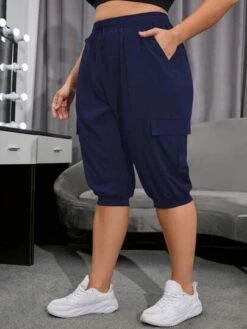 Plus Flap Pocket Capri Sports Pants -Sculptive Wear 1690529259a8d3c372127a290820bc212d762b271e thumbnail 405x552