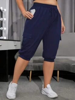 Plus Flap Pocket Capri Sports Pants -Sculptive Wear 169052926255a7379943b065bcbaca9fc39173a4ff thumbnail 405x552