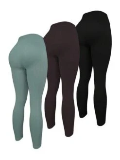 3pcs Solid Wideband Waist Sports Leggings