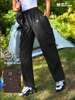 SHEIN In My Nature Women's Outdoor Waterproof Splash-proof Reflective Logo Print Multi-pocket Elastic Waist Fashion Hiking Pants With Adjustable Waist -Sculptive Wear 1690804137a450a907b53886aeefc78a08d35b4ef4 thumbnail 405x552