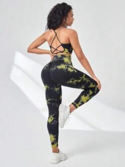 Tie Dye Crisscross Backless Sports Set -Sculptive Wear 1690963303b1f5446721693ca0d9404f3da951359b thumbnail 405x552