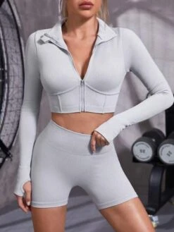 Seamless High Stretch Thumb Holes Sports Jacket & Biker Shorts -Sculptive Wear 1690976279fd24388ccd0ed5fad27d814d4c3c7f5a thumbnail 405x552