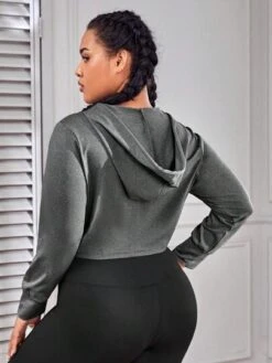 Plus Wrap Drawstring Crop Hoodie