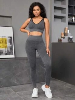 Solid Sports Bra & Wide Waistband Leggings -Sculptive Wear 1691161800be89d6f03bb9bb7150e522a627a05cd3 thumbnail 405x552