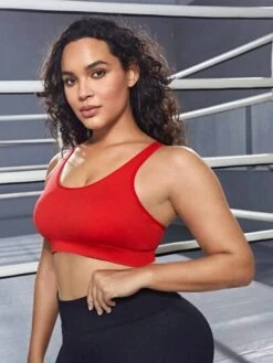 Plus Solid Criss Cross Back Sports Bra -Sculptive Wear 1691315345ca6a2675d92ed664b39aaf446953d1f2 thumbnail 405x552