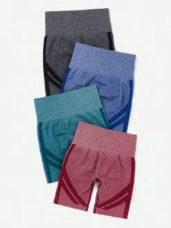 4pcs High Stretch Sports Shorts