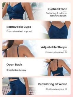 SHEIN Leisure Solid Ruched Sports Bra & Leggings -Sculptive Wear 1691394268b35a28c74961dd9959e45a31546e3862 thumbnail 405x552