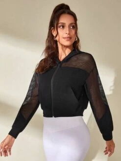Contrast Fishnet Hooded Crop Sports Jacket -Sculptive Wear 1691553450d214f6eeba6a1e810ae5887e124ba106 thumbnail 405x552