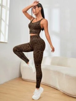 Snakeskin Print Wide Waistband Sports Set -Sculptive Wear 1691632685e33ebd3c4fe843e669586ffb9e99b5cf thumbnail 405x552