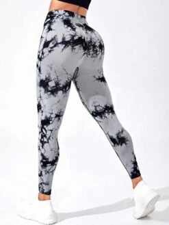 Tie Dye Wideband Waist Seamless Sports Leggings