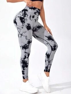 Tie Dye Wideband Waist Seamless Sports Leggings -Sculptive Wear 16916511168a69a1d4697cbcc070d3f6861ce23465 thumbnail 405x552