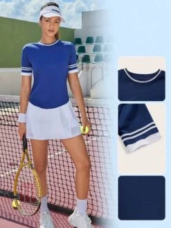 SHEIN Leisure Contrast Trim Sports Tee -Sculptive Wear 1691669058ed19128c34026fedbf04650b50347763 thumbnail 405x552