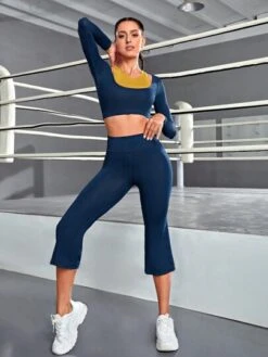 Colorblock Sports Tee & Wide Waistband Sports Pants -Sculptive Wear 16917329802d6f6cde89fe434198b966492ac4e5c0 thumbnail 405x552