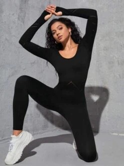 Solid Backless Sports Jumpsuit -Sculptive Wear 1691744549a5ec120af611000a7d4bb85fbc47093d thumbnail 405x552