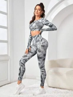 Tie Dye Cut Out Back Thumb Holes Sports Set -Sculptive Wear 1691752649e2b68073e59430f3421c8d5398c0d2bd thumbnail 405x552