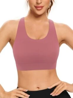 Dusty Pink Cross Back Strappy Sports Bra