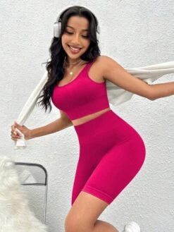 Solid Ribbed Knit Sports Set -Sculptive Wear 16919832443922957838956f86acd3375e0a910595 thumbnail 405x552