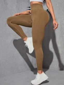 Solid Wide Waistband Ribbed Knit Sports Leggings -Sculptive Wear 169217055928ccc1ebb8e60b324afe1690669ba256 thumbnail 405x552