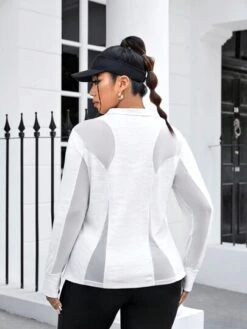 Plus Thumbholes Zip Up Mesh Insert Hooded Sports Jacket