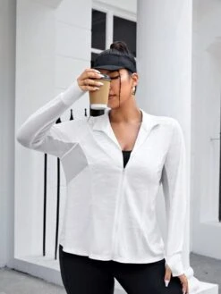 Plus Thumbholes Zip Up Mesh Insert Hooded Sports Jacket -Sculptive Wear 16921884614132feb6dea2450532d9bc0a4a59e4d5 thumbnail 405x552